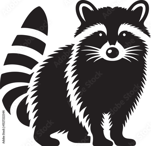 Raccoon Black Silhouette Vector, Woodland Animal Clipart & Nature Design