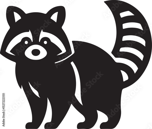 Raccoon Black Silhouette Vector, Woodland Animal Clipart & Nature Design