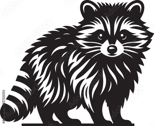 Raccoon Black Silhouette Vector, Woodland Animal Clipart & Nature Design