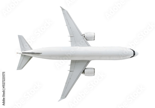 White airplane top view on a transparent background