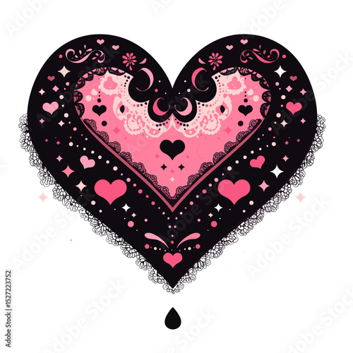 Jirai kei heart background details black vector