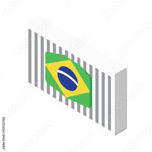 A conceptual vector icon combining a traditional barcode with a hidden human figure within one of the stripes. Symbolizing themes such as identity, digital surveillance, consumerism, and modern techno