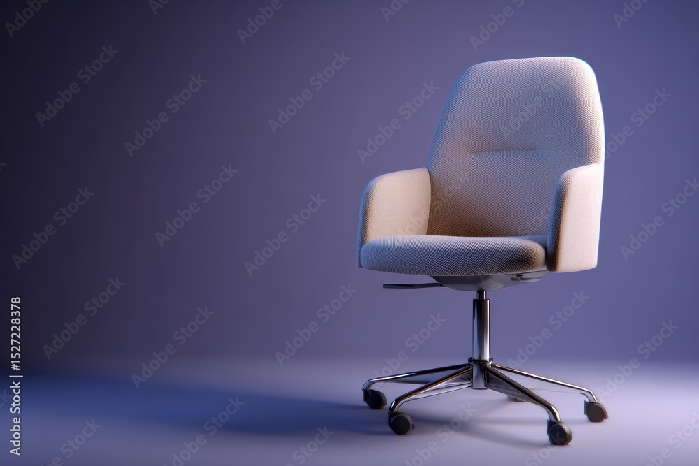 Obraz premium Modern office chair with clean backdrop and soft lighting