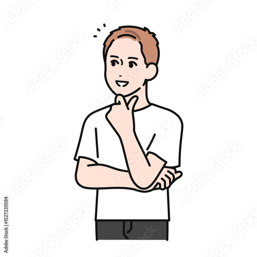 感心するTシャツを着た若い男性のイラスト素材