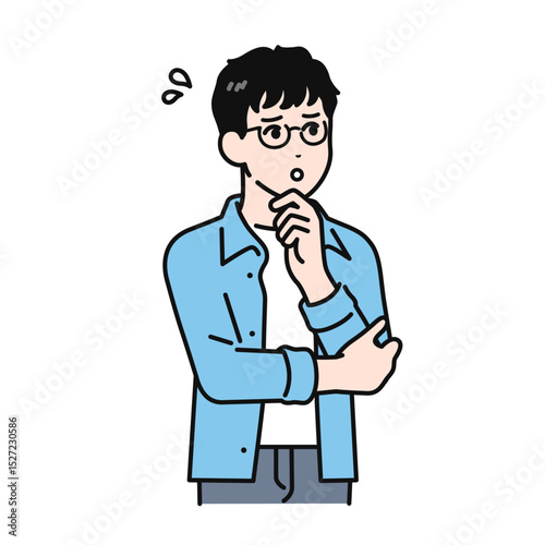焦る若い男性のイラスト素材
