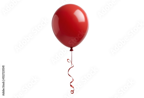 Red Helium Balloon with Ribbon – Party Decoration Must-Have. Realistic Red Balloon Clipart for Invitations and Posters. Floating Red Balloon PNG for Celebrations. High-Quality Red Balloon Image -PNG-