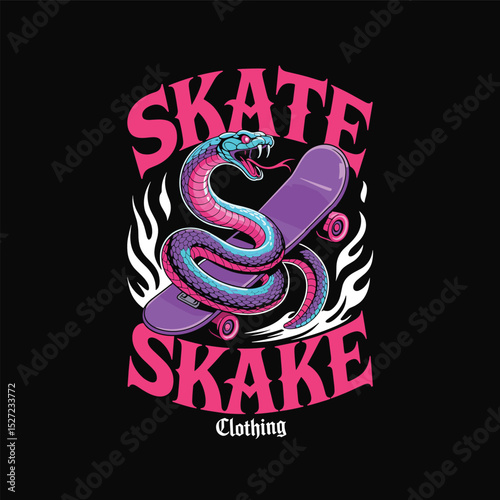 Snake Skateboard Streetwear Graphic