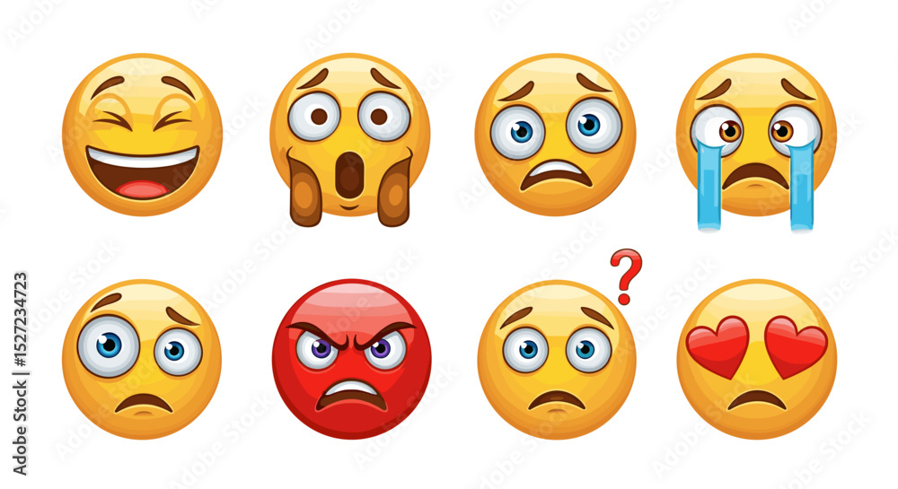 Fototapeta premium Diverse Emotions Captured in a Series of Emojis