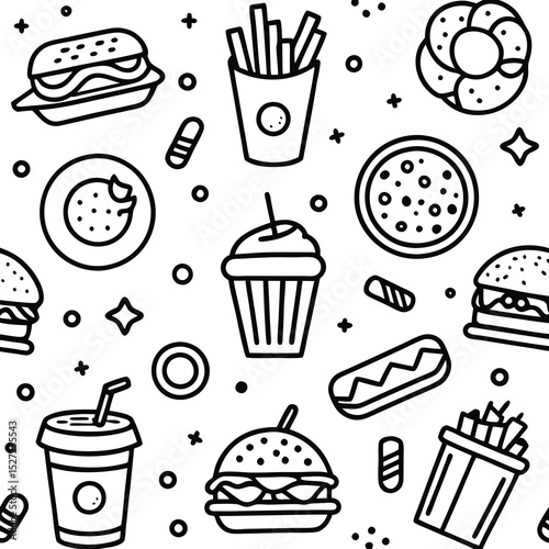 Fun Food Outline Pattern