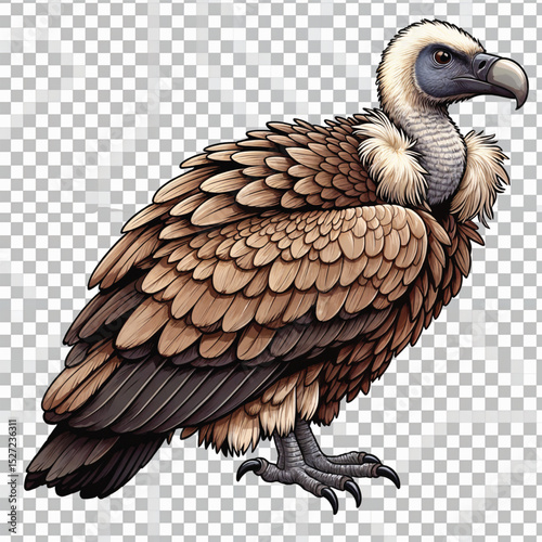 vector illustration of a griffon vulture on a branch