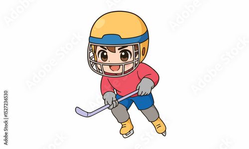 cute Ice hockey player cartoon illustration