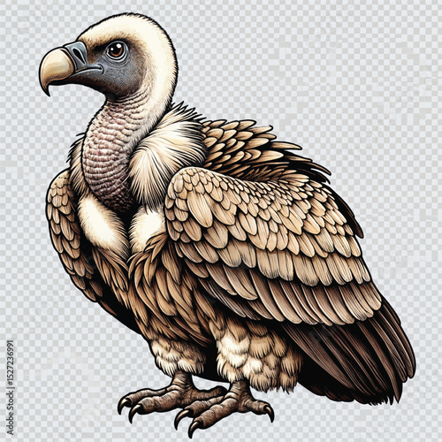 vector illustration of a griffon vulture on a branch