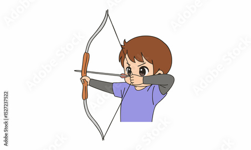 cute man archer cartoon illustration