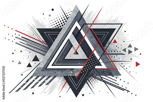 An abstract digital composition on a transparent background featuring chaotic, overlapping black and gray geometric lines, scratches, and textures