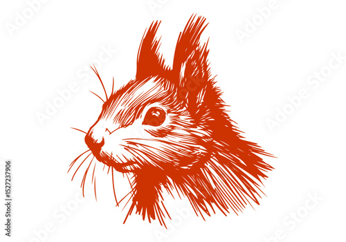 Red squirrel hand drawn sketch vector illustration