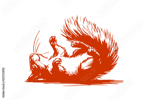 Red squirrel hand drawn sketch vector illustration