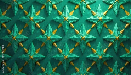 Abstract geometric teal and gold repeating pattern, background, loop, luxury