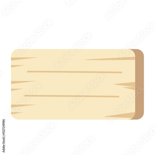Flat wooden plank design in light brown with soft shading and minimal texture, great for signs, product labels, or wooden backgrounds.

