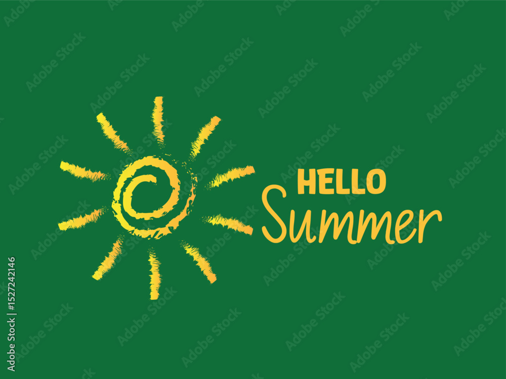 Fototapeta premium poster welcoming summer, with simple and warm feel, summer time icon