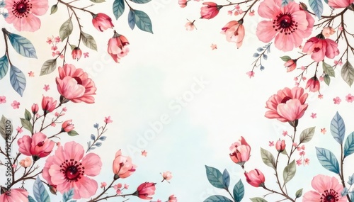 Delicate watercolor floral pattern, soft pastel shades, wedding, floral