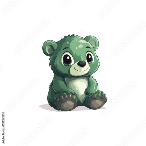 Green teddy bear logo icon flat vector design