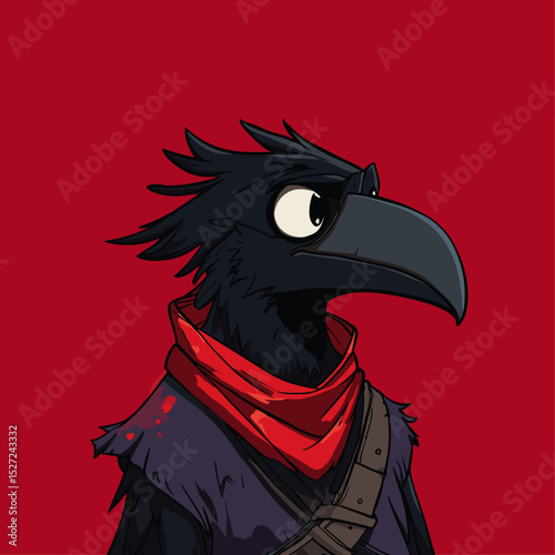 Crow mascot logo icon flat vector design