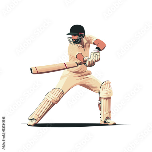 Cricket player mascot logo icon flat vector design