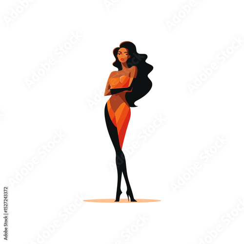 Super model girl logo icon flat vector design