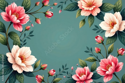 Elegant botanical motifs, repeating floral design in muted tones, floral design, leaf, botanical print