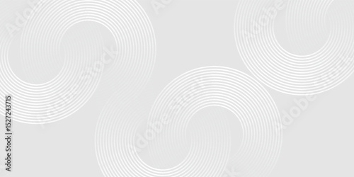 Abstract white glowing geometric lines on gray background. Modern shiny blue circle lines pattern. Futuristic technology concept. eps 10
