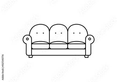 Outline of a three seat sofa isolated on transparent background