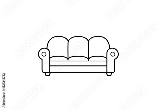 Outline of a three seater sofa isolated on transparent background