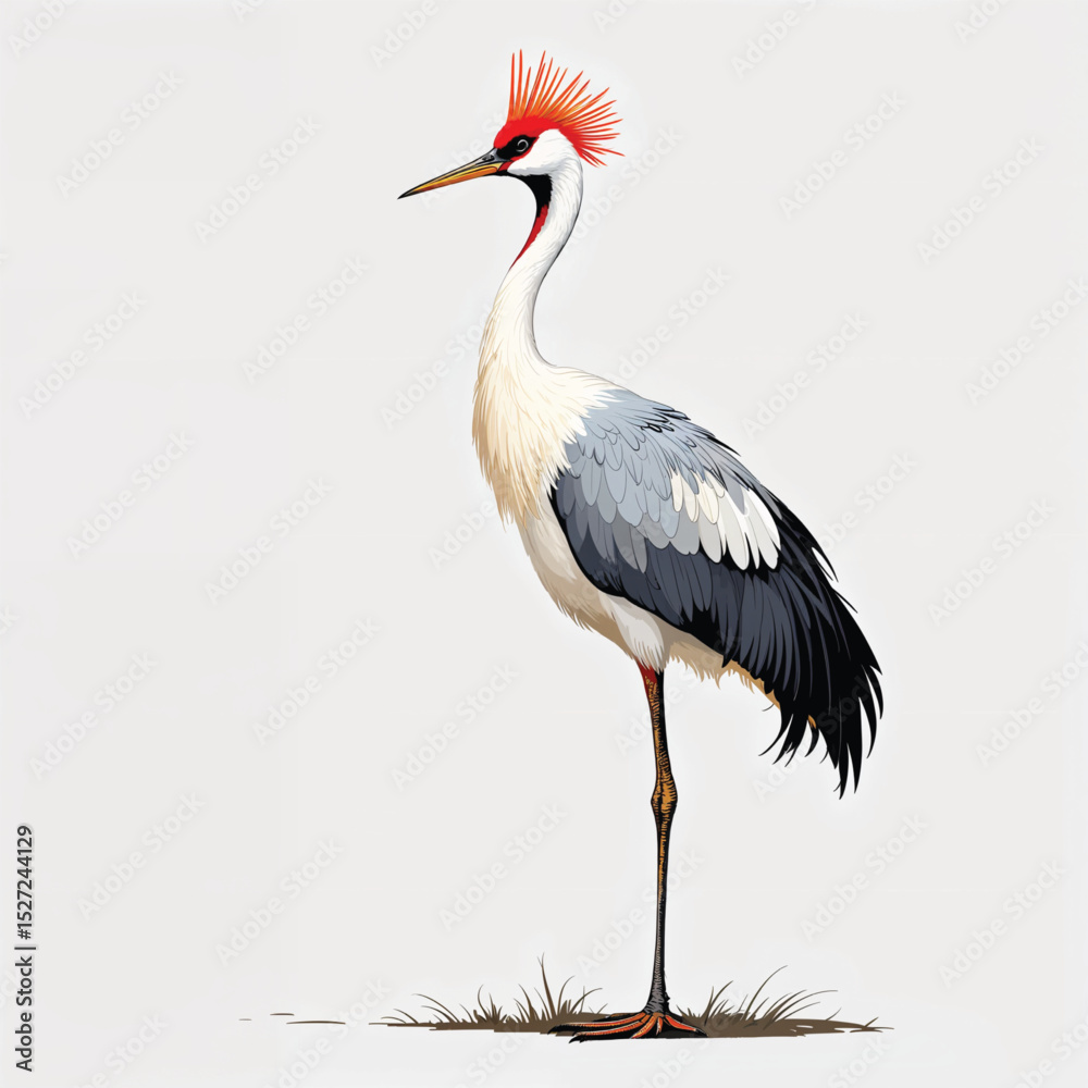 Obraz premium crowned crane bird vector illustration isolated