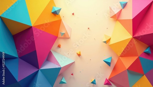 Geometric abstract shapes, vibrant color blocks , trendy, geometric