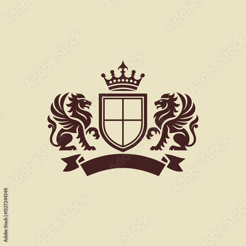 simple gryphone griffin coat of arms crest logo vector