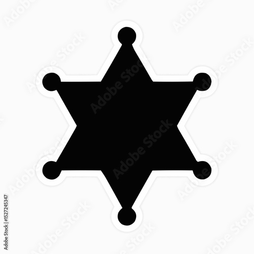 Golden sheriff star badge, a symbol of law and justice, isolated as a vector illustration