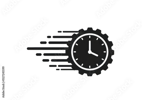 Clock with gear and motion effect isolated on transparent background