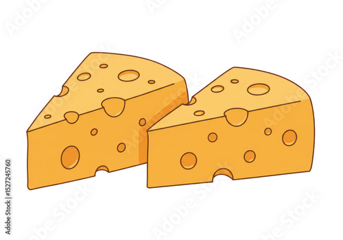Two cartoon cheese wedges isolated on transparent background