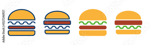 Hamburger icon vector isolated on white background. Burger and hamburger icon. Fast food vector icon