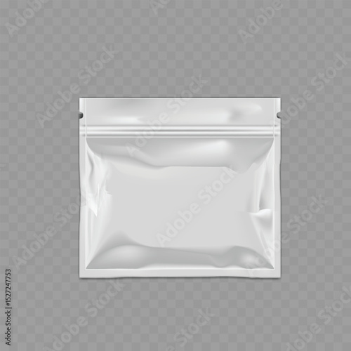 Blank Stand-Up Zipper Pouch Mockup - Food Packaging Bag. Vector