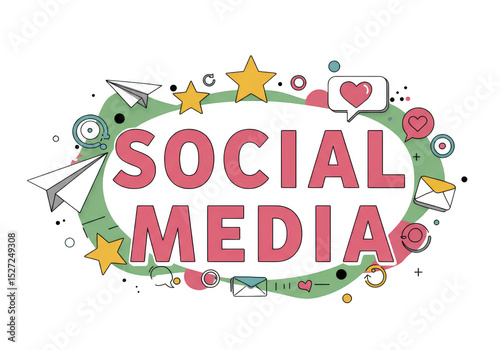 Social media concept with icons isolated on transparent background