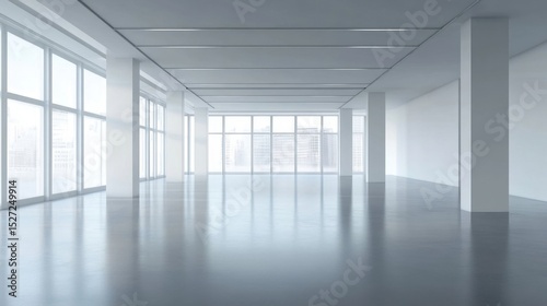 Modern spacious office space with city views.