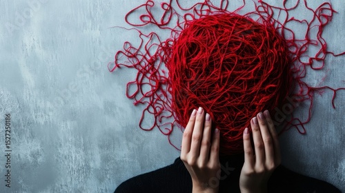 Tangled Red Threads Obscure the Face.