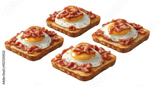 Delicious Bacon and Egg Toast on a PNG transparent background for Breakfast