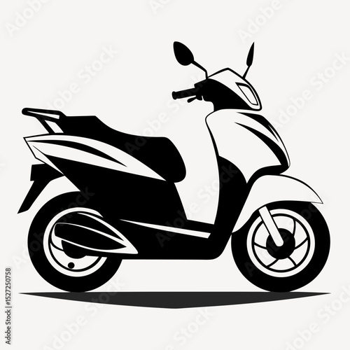 Modern scooter illustration black and white