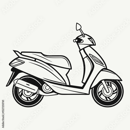 Line art illustration of a modern scooter