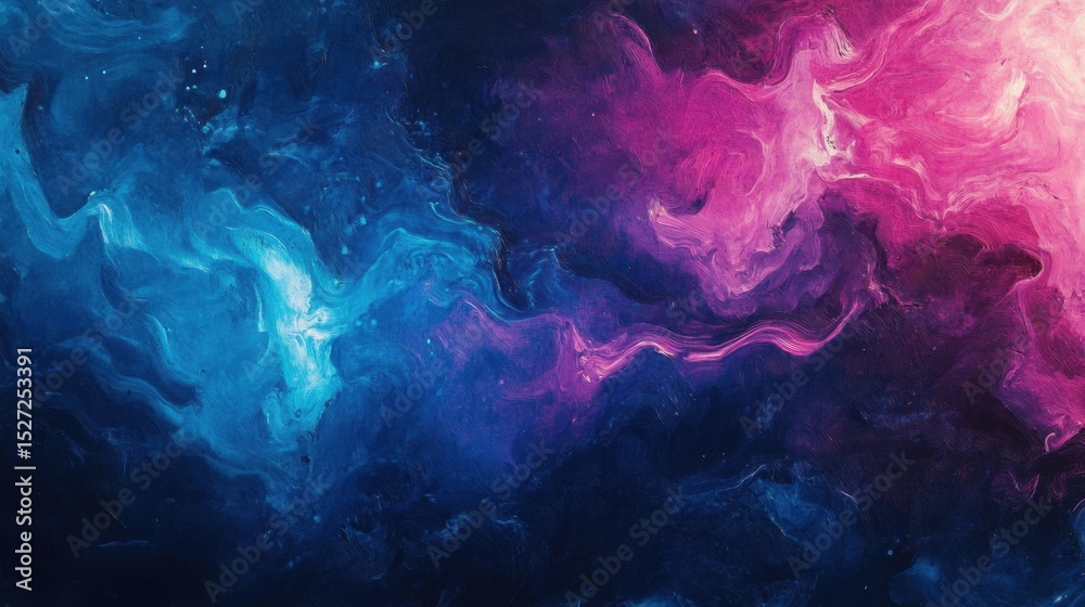 Obraz premium Abstract Blue and Pink Swirl Painting.