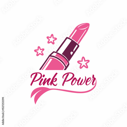 Pink Power A Lipstick and Stars Logo for Feminine Empowerment