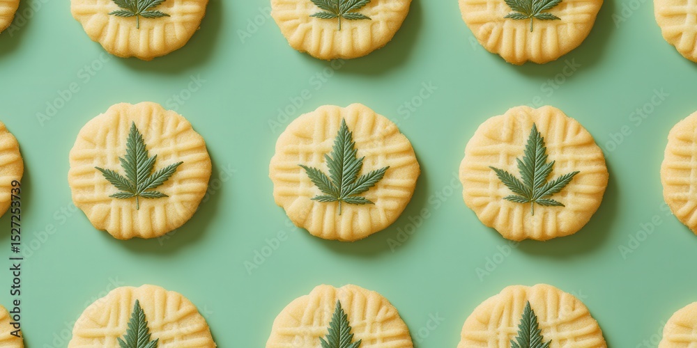 Delicious Baked Goods with Fresh Green Leaves Delicious Baked Goods with Fresh Green Leaves