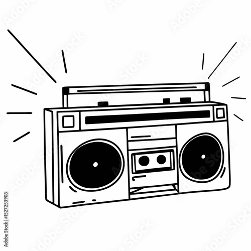 Retro Boombox Vector Icon – Vintage Radio Cassette Player Clipart for Music Designs